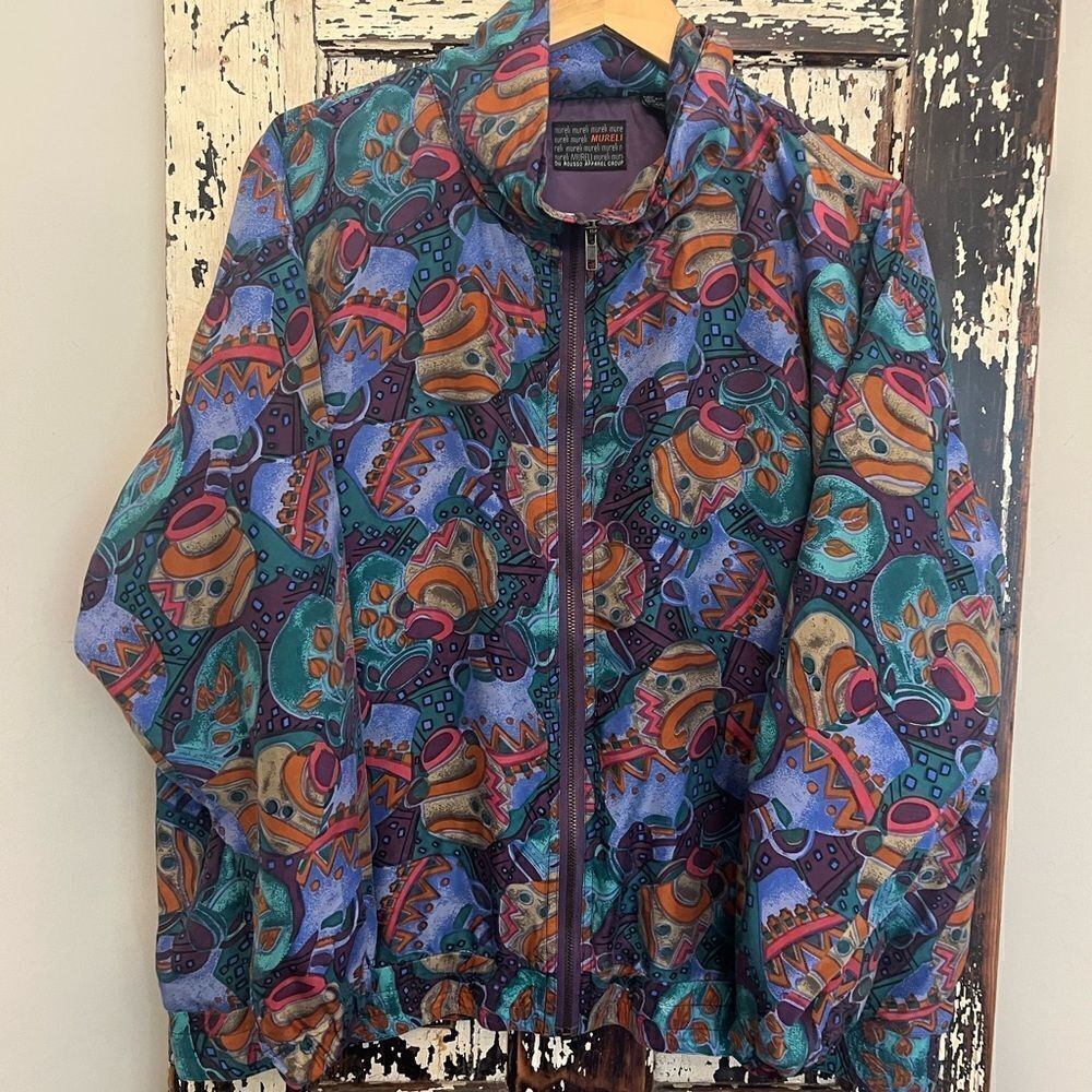 Vintage women’s Mureli 80’s Silk Full zip bomber jacket. Size L.